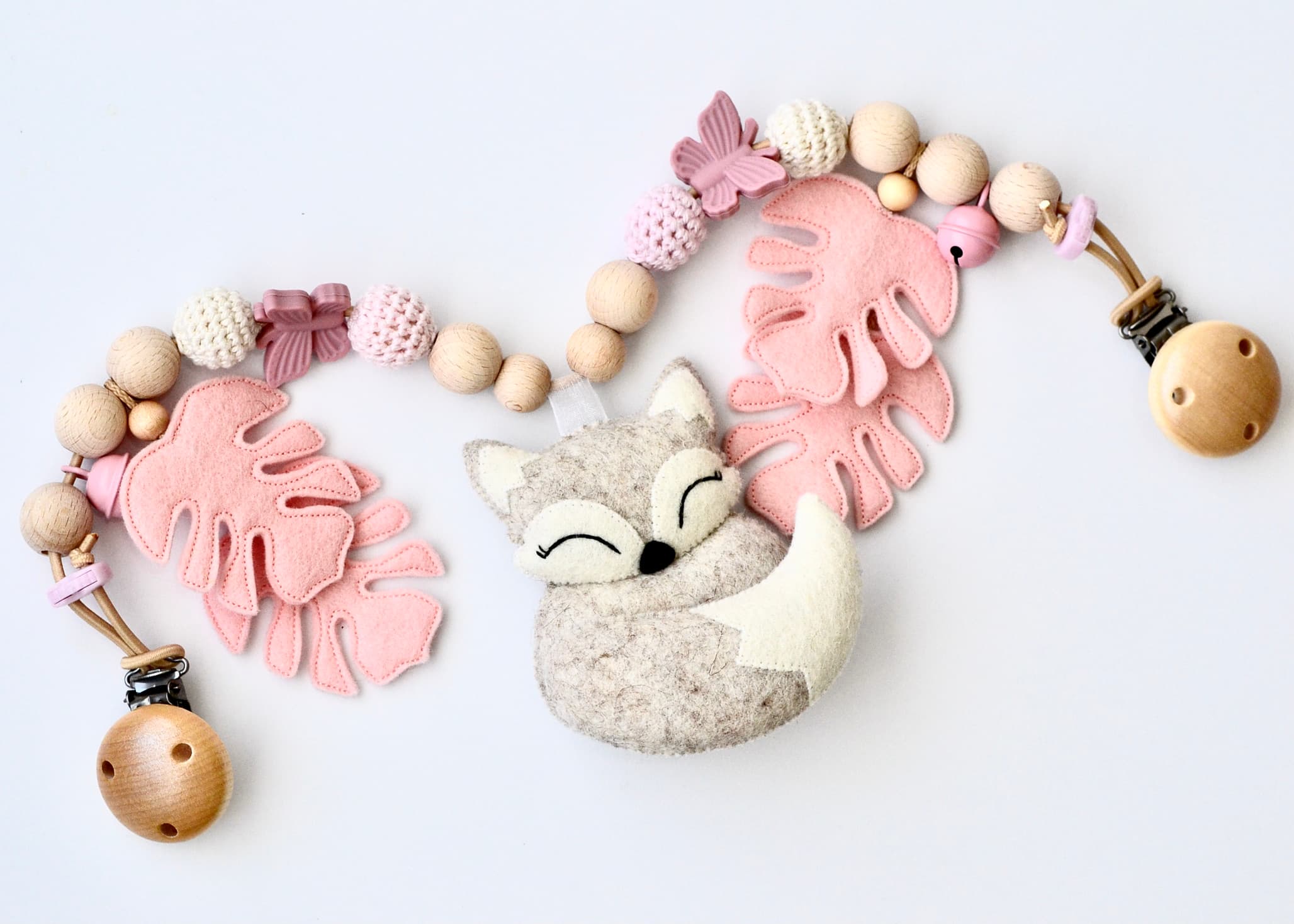 Kinderwagenkette Fuchs Monstera Pink - 2