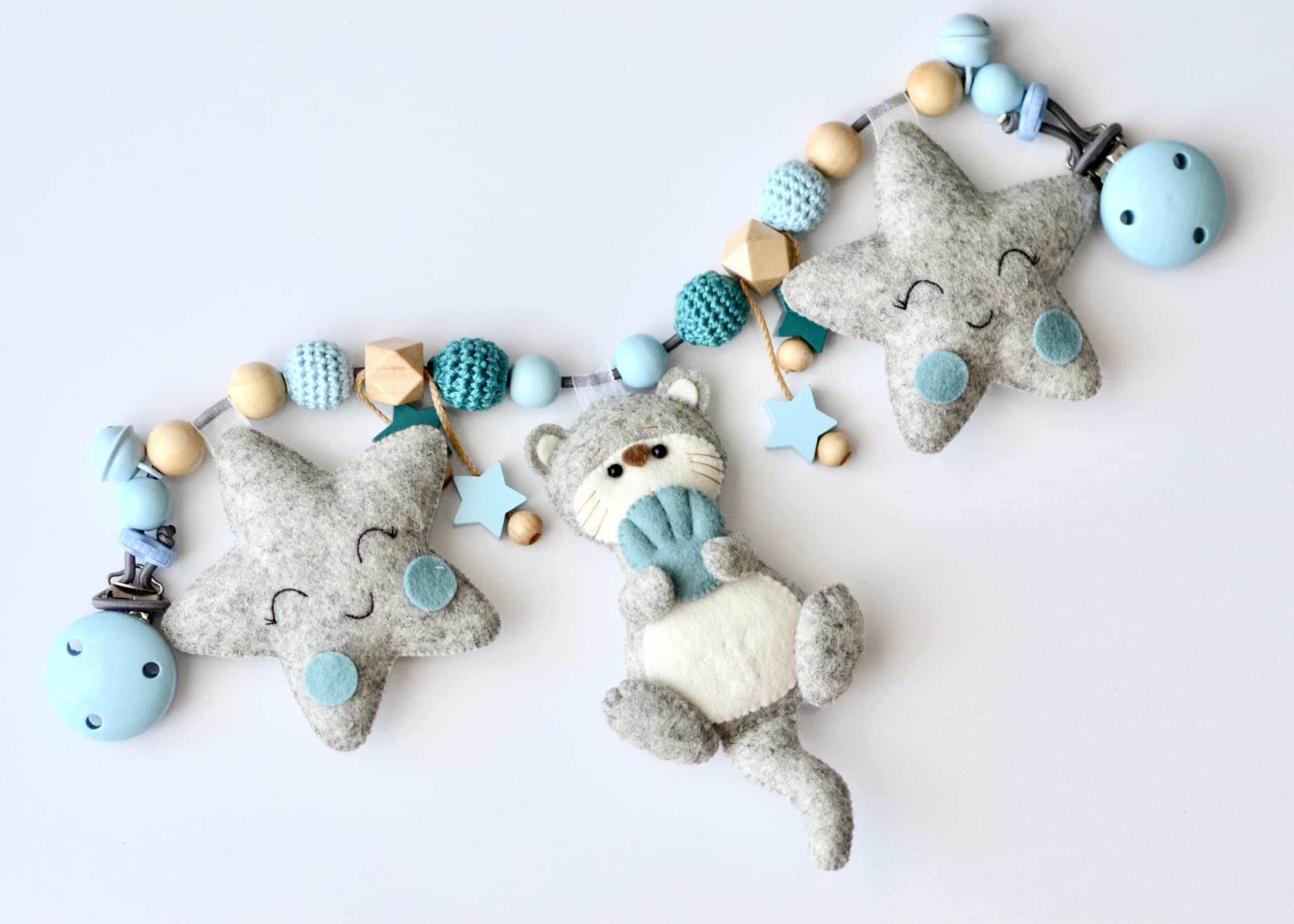 Kinderwagenkette Otter Blau mit Sternen
