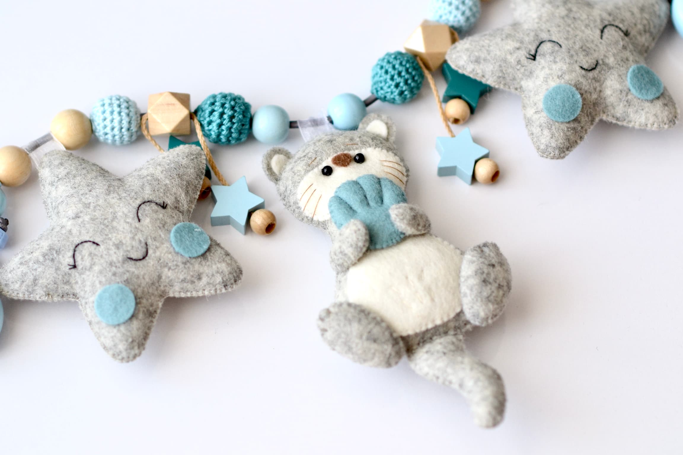 Kinderwagenkette Otter Blau mit Sternen - 2