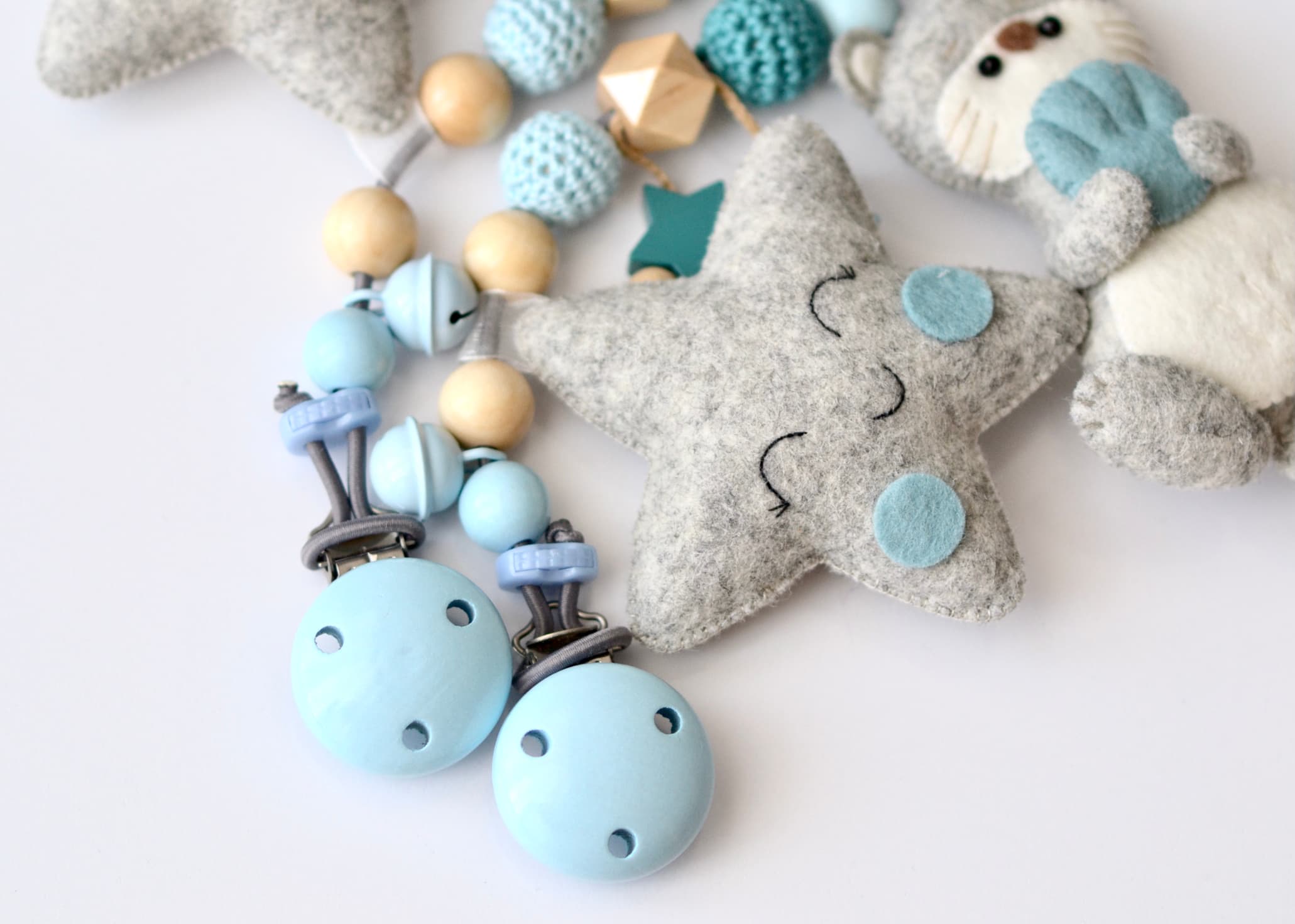 Kinderwagenkette Otter Blau mit Sternen - 4